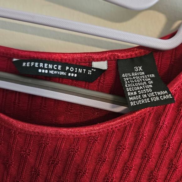 3X Red short sleeve Reference point short sleeve shirt blouse - Picture 4 of 5